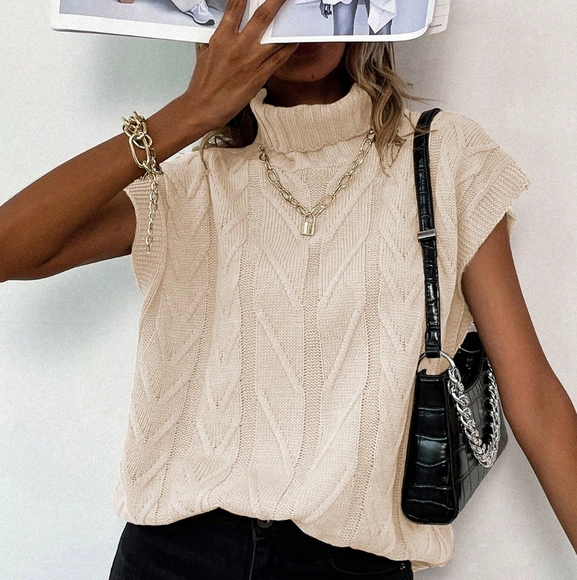 Sweaters - Women's Turtle Neck Solid Color Sweater Vest